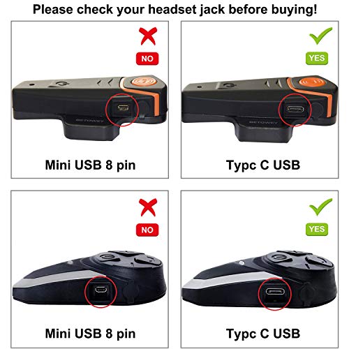 USB Tipo C Auricular/Micrófono para BT-S2 y BT-S3 Intercomunicador Casco Moto (USB C, Micrófono Duro)