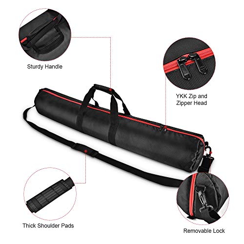 UTEBIT 100CM Trípode Bolsa Resistente al Agua Oxford Bolsa de Trípode Ligera Ajustables Soporte de luz Estuche de Transporte Inoxidable Doble Cremallera Cabeza para Equipo fotográfico