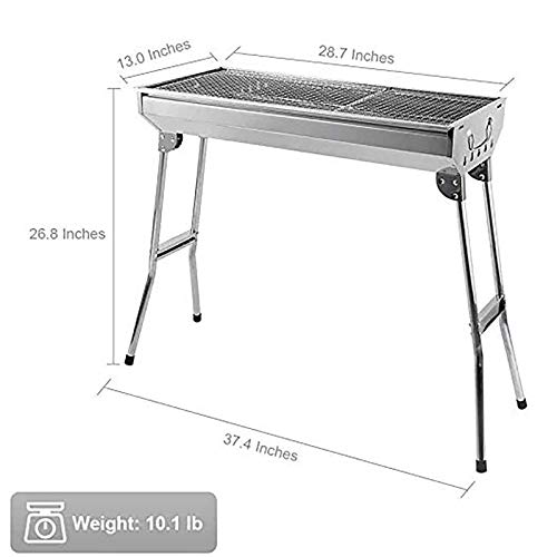 Uten Barbacoa Portátil de Acero Inoxidable Barbacoa Plegable Parrillada Asador al Aire Libre BBQ de Carbón para Cocinar Camping Senderismo Picnics