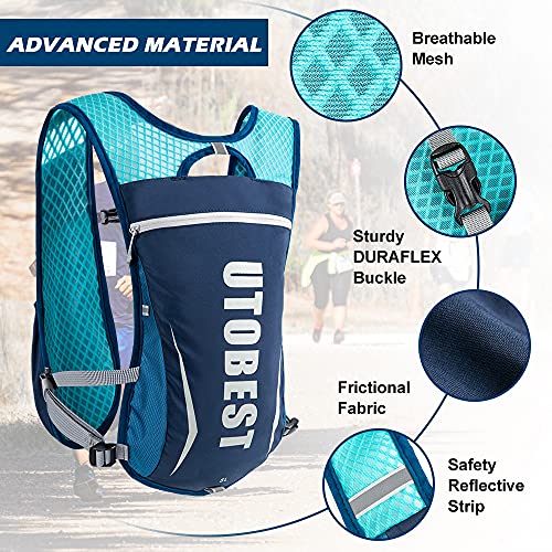 UTOBEST Mochila Running Hidratacion Ligero 5L Mochilas Trail Running para Correr Senderismo Ciclismo Camping Maratón Hombre Mujer(Azul)