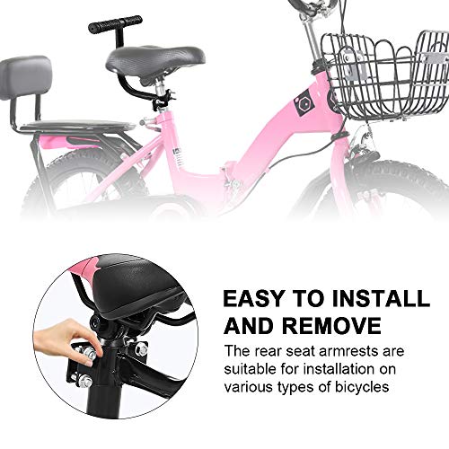 UTRUGAN Pasamanos para Bicicleta de Acero Asa de Seguridad Apoyabrazos de Asiento Trasero de Bicicleta Mango Antideslizante con 4 Tornillos y Tuercas para Seguridad Infantil (Negro, 18 cm)