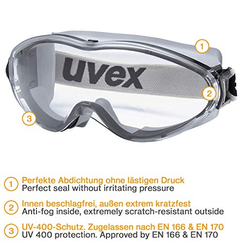 Uvex 9302 Ultrasonic - Gafas Protectoras - Gafas de Seguridad Transparentes Anti-rayaduras y Anti-vaho