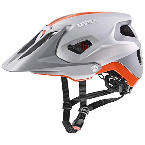 uvex Quatro integrale Casco de Bicicleta, Unisex-Adult, Silver-Orange Mat, 52-57 cm