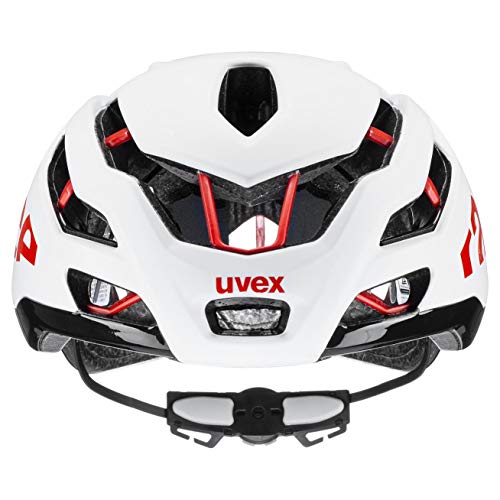 uvex Race 9 Casco de Bicicleta, Unisex-Adult, White-Red Mat, 57-60 cm