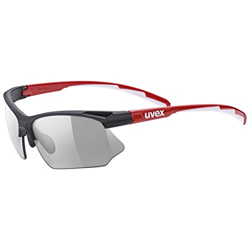 Uvex Sportstyle 802 v Gafas de Deporte, Adultos Unisex, Black Red/Smoke, One Size