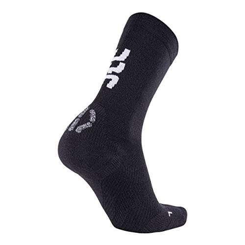 UYN Calcetines de ciclismo de lana de merino transpirables para hombre, Hombre, S100086, Black/White, 42-44