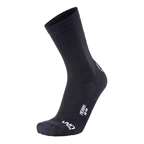 UYN Calcetines de ciclismo de lana de merino transpirables para hombre, Hombre, S100086, Black/White, 42-44