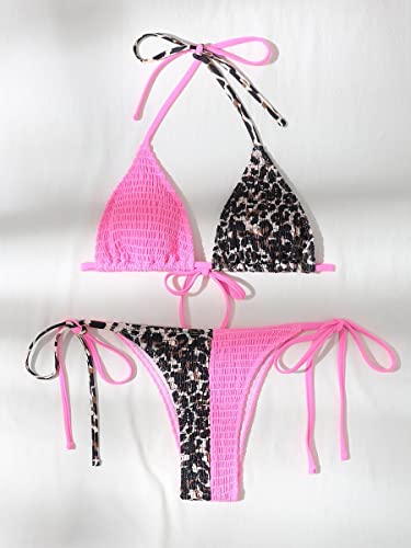 UYROOSS Bikini for Mujer Swimsuits Leopard Micro Triangle Thong Bikini Traje de baño (Color : Multicolor, Size : S)