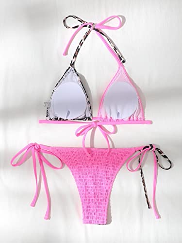 UYROOSS Bikini for Mujer Swimsuits Leopard Micro Triangle Thong Bikini Traje de baño (Color : Multicolor, Size : S)