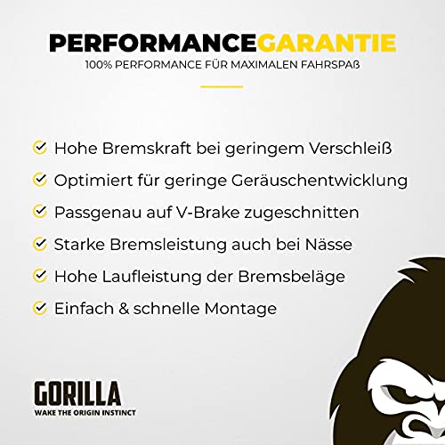 V-Brake Zapatas Freno 2 Par 72mm Asymmetric I para Shimano, Tektro, Avid, Sram, XLC etc I High Wet Braking Performance I Durable & Ajuste V Pastillas de Freno Bicicleta