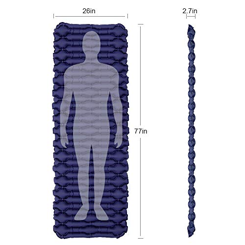 V VONTOX Esterillas Inflables, Tipo Mancuerna Esterillas Inflables Camping (Grande), Adecuada para Acampar, Aalir de Excursión, Alpinismo - Azul