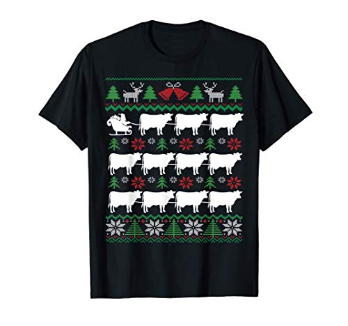 Vacas tirando de Santa | Navidad de granjero lechero Camiseta