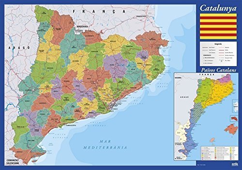 Vade mapa Cataluña - Tapete escritorio, Vade escolar multifuncional, Protector escritorio