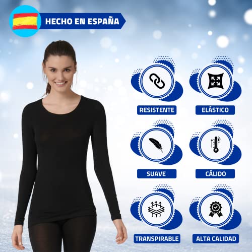 Valko Camiseta Térmica para Mujer - Ropa Térmica - Camiseta Interior - Manga Larga - Invierno - Cálido - Regalo Navidad - Talla Única - Sin Costuras - Camiseta Afelpada Invierno (Blanco)