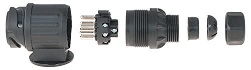 valonic Enchufe de Remolque de 13 Pines - Incluye Plantilla de cableado, Negro, Conector Remolque, piña para Caravana