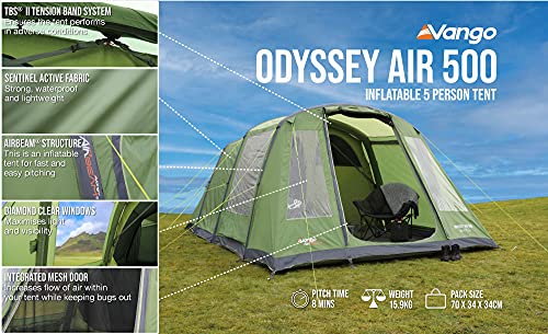 Vango Airbeam Odyssey Air Inflatable Tent, Unisex Adulto, Epsom Green, Talla Única