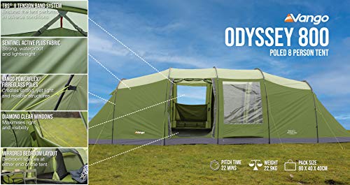 Vango Odyssey 800 Tent, Unisex Adulto, Epsom Green, Talla Única