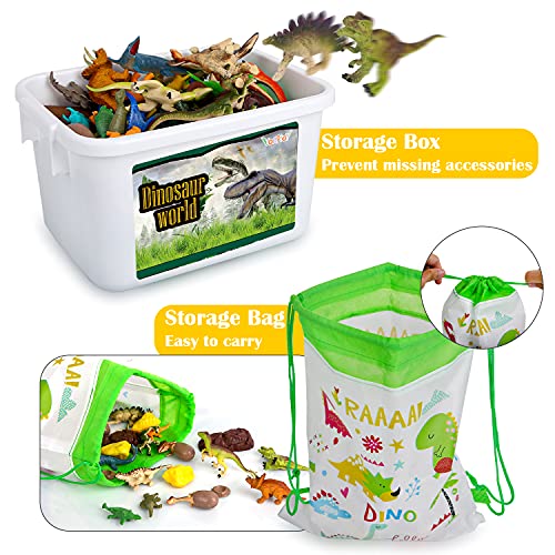 Vanplay Juguetes Dinosaurios Huevos de Dinosaurio con Tapete de Juego y Caja de Almacenamiento para Niños 53 Piezas