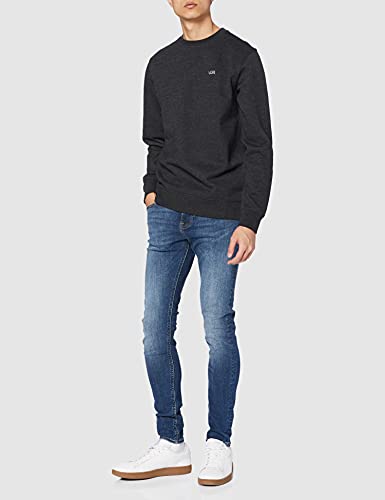 Vans_Apparel Basic Crew Fleece Sudadera, Negro (Black Heather Bhh), Small para Hombre