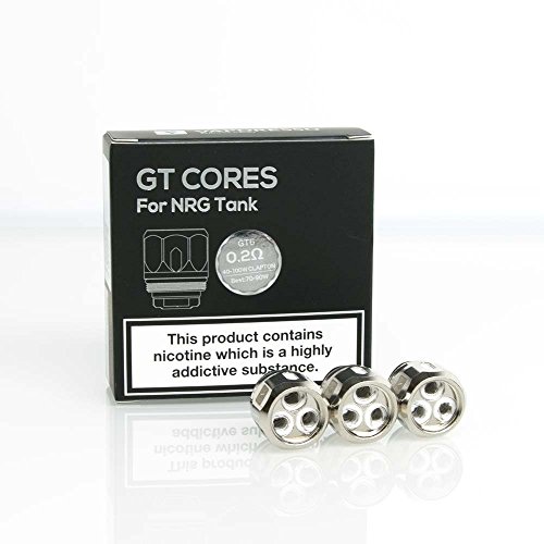 Vaporesso NRG & SE Tanque GT6, bobinas de repuesto, paquete de 3 (resistencia GT 6 a 0.2 ohm (40-100W)), (kits Revenger X), Este producto no contiene nicotina ni tabaco