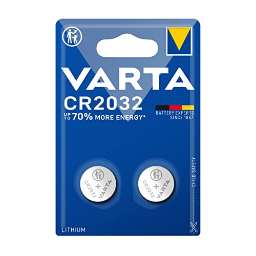 Varta Pila de botón de litio de 3 V Electronics CR2032, pilas de botón en un blíster original de 2 unidades