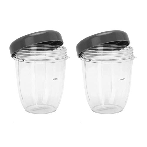 Vaso de 18 onzas con tapa plana piezas de repuesto - 2 piezas para licuadora Nutribullet accesorio de 600 W 900 W