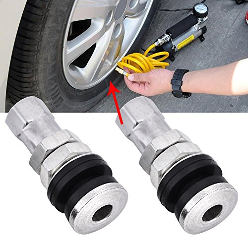 Vástagos Cortos de válvula de neumático-Qiilu 10 Piezas TR161 Perno de Metal en válvula de neumático Tapas de vástago Corto Tallos con tapón Antipolvo para Coche camión Motocicleta modificación