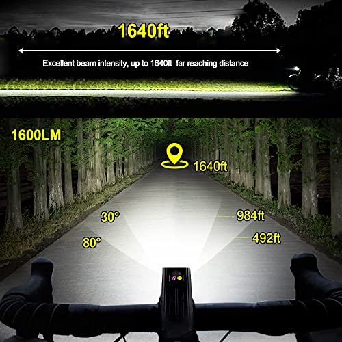 VASTFIRE Luces de Bicicleta de Alta luminosidad, Faro Impermeable Recargable por USB de 5 Modos, luz de Bicicleta de montaña, fácil de Instalar para la conducción Nocturna