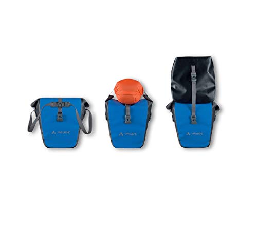 VAUDE Aqua Back – Juego de 2 bolsas para bici adaptables a la carga e impermeables, Azul, Talla única