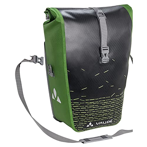 VAUDE Aqua Back Print Single – Alforja para bicicleta – Una bolsa para bici adaptable a la carga e impermeable – Negro (Black / Green), Talla Única