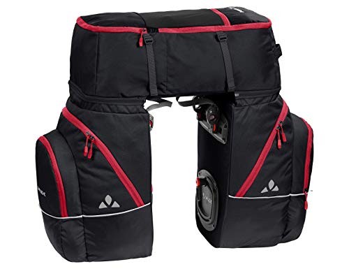 VAUDE Karakorum 124090310 - Alforjas para bicicleta (talla única), color negro y rojo