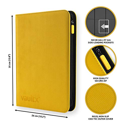 Vault X® Carpeta Exo-Tec® Premium - Álbum de 9 Bolsillos para Cartas Coleccionables - 360 Bolsillos de Inserción Lateral con una Correa Segura elástica ergonómica para TCG