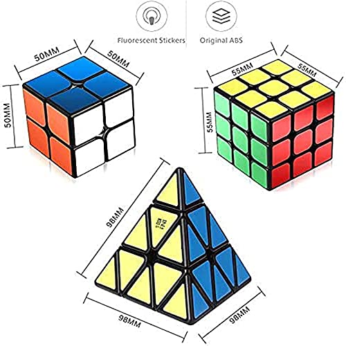 Vdealen Speed Cube Set, Cubos de Velocidad de 2x2 3x3 Pirámide Speed Cube, Juego Suave & Giro Fácil, Cubo de Pegatinas