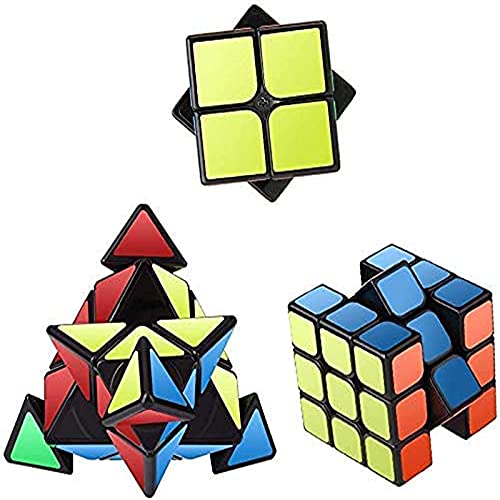 Vdealen Speed Cube Set, Cubos de Velocidad de 2x2 3x3 Pirámide Speed Cube, Juego Suave & Giro Fácil, Cubo de Pegatinas