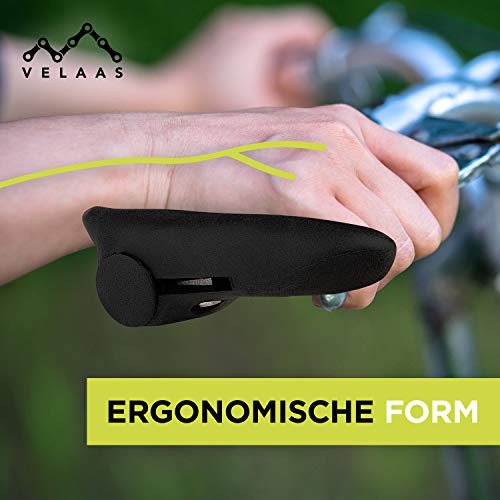 VELAAS ® Puños para bicicleta – [2X] Puños de Bicicleta en forma ergonómica – [2X] Tapas – Incluye [2X] Tapas reflectantes, Negro