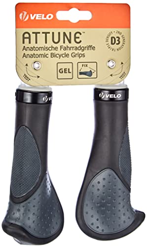 VELO 410461 Mango para Bicicleta, Unisex-Adult, Negro/Gris, 138 mm