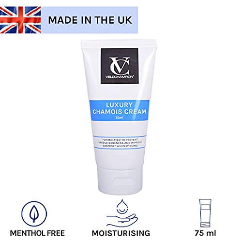 VeloChampion Luxury Crema de Gamuza Anti-Rozaduras 150ml. para Ciclistas y Corredores. Evita Las Rozaduras y Las molestias. (75 ml, Sin Mentol)