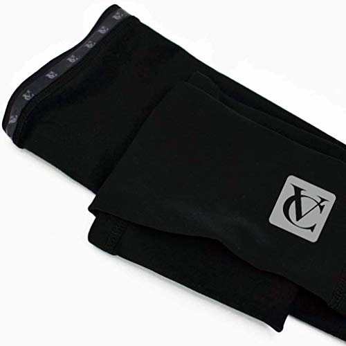 VeloChampion Thermo Tech Lite Calentadores de Brazos para Ciclismo - Negros Arm Warmers (Black, Large)