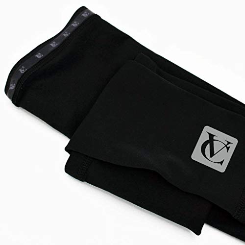 VeloChampion Thermo Tech Lite Calentadores de piernas para Ciclismo - Negros Leg Warmers Black (Black, Medium)