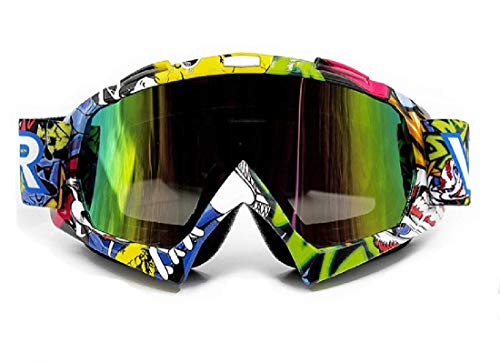 Vemar Máscara de gafas para motocross, enduro, esquí, snowboard, cortavientos, antipolvo, antiarañazos (Lente colorido, modelo 4)