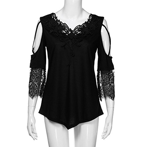 VEMOW Tops Mujer Tallas Grandes Moda para Mujer Camiseta de Manga Corta Chaleco con Cuello en v Remache Blusa(V Negro,4XL)