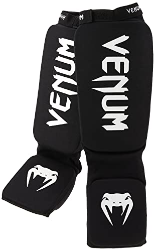 Venum Kontact Espinilleras, Unisex Adulto, Negro/Blanco, Talla Única