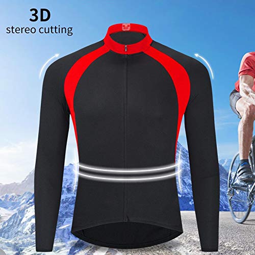 Verano Maillot Ciclismo Hombre Camiseta Ciclismo Manga Larga,Ultralight Transpirable MTB Camisa,Camiseta Ciclismo MTB,para Deportes y al Aire Libre Ropa Bicicleta(Size:L,Color:Rojo)