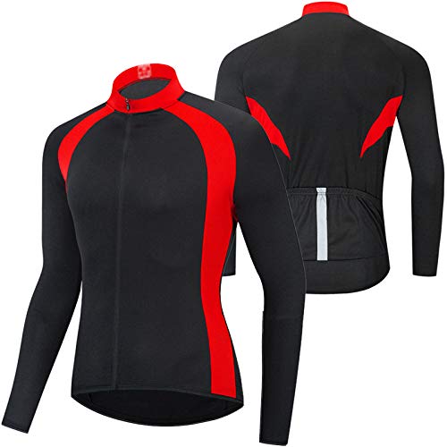 Verano Maillot Ciclismo Hombre Camiseta Ciclismo Manga Larga,Ultralight Transpirable MTB Camisa,Camiseta Ciclismo MTB,para Deportes y al Aire Libre Ropa Bicicleta(Size:L,Color:Rojo)