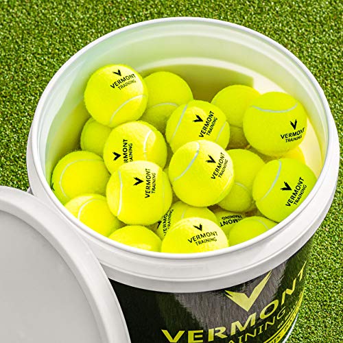 Vermont Pelotas de Tenis para Entrenamientos | Pelotas Sin Presión (Cubo de 60 Pelotas)