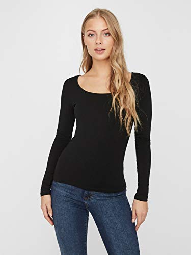 VERO MODA Damen VMMAXI My LS Soft UNECK GA NOOS Langarmshirt, Schwarz (Black Black), M