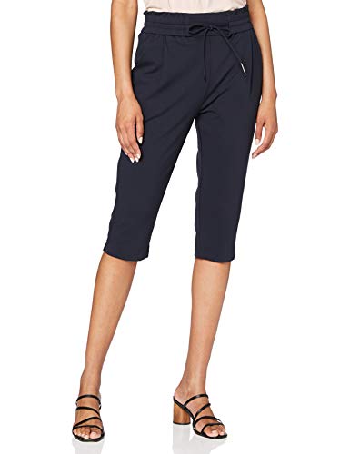 Vero Moda VMEVA MR Loose Slit Ruffle Knicker Color Pantalón, Azul Oscuro, S para Mujer