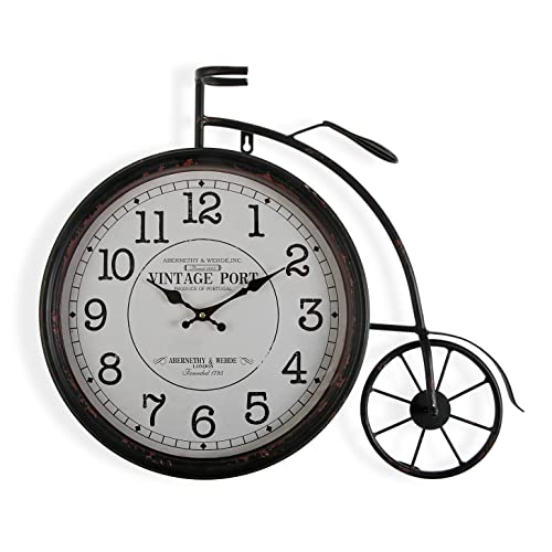 Versa Bicicleta Reloj de Pared Silencioso Decorativo para la Cocina, el Salón, el Comedor o la Habitación, Medidas (Al x L x An) 60 x 6 x 50 cm, Metal, Color Marrón y blanco