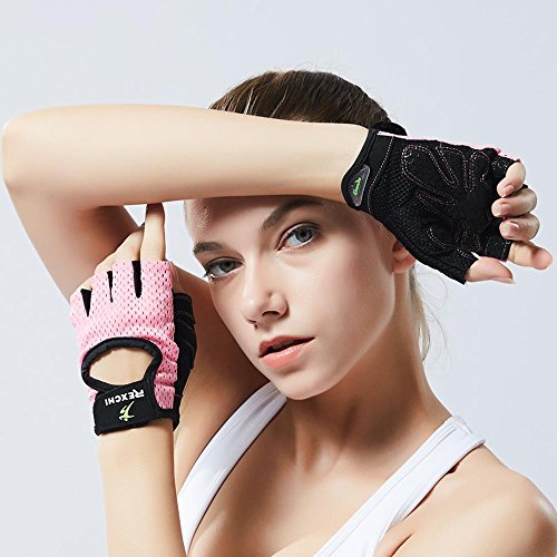 VERTAST Guantes de Gimnasio con Agarre Acolchado sin Dedos para Levantamiento de Pesas Entrenamiento Combinado Ciclismo Crossfit, para Mujer y Hombre, Rosa, S