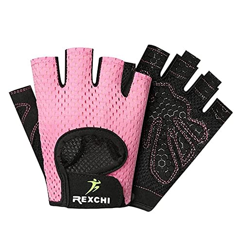 VERTAST Guantes de Gimnasio con Agarre Acolchado sin Dedos para Levantamiento de Pesas Entrenamiento Combinado Ciclismo Crossfit, para Mujer y Hombre, Rosa, S